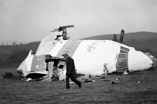 The wrecked nose section of the Pan-Am Boeing 747 in Lockerbie