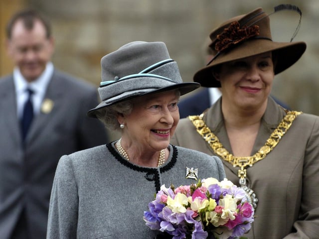 The Queen at Holyrood Palace in June 2004 where she received the keys of the city from Lord Provost Lesley Hinds.