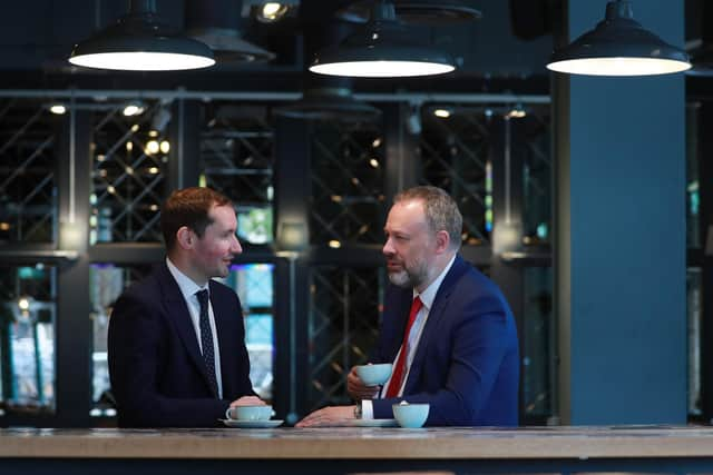 From left: Anderson Strathern partner Euan Tripp and chair Bruce Farquhar in conversation. Picture: Stewart Attwood.