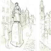 Artist's impressions showing the front and back views of the proposed statue of Dr Elsie Inglis on the Royal Mile