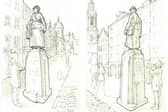 Artist's impressions showing the front and back views of the proposed statue of Dr Elsie Inglis on the Royal Mile