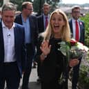 Labour Party leader Keir Starmer (left) and Labour candidate Kim Leadbeater leave Cleckheaton Memorial Park during a visit following Labour's victory in the Batley and Spen by-election. Picture: Oli Scarff/AFP via Getty Images