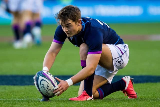 Ross Thompson made his Scotland debut in the autumn Test against Tonga, kicking two conversions in 60-14 win. (Photo by Ross Parker / SNS Group)
