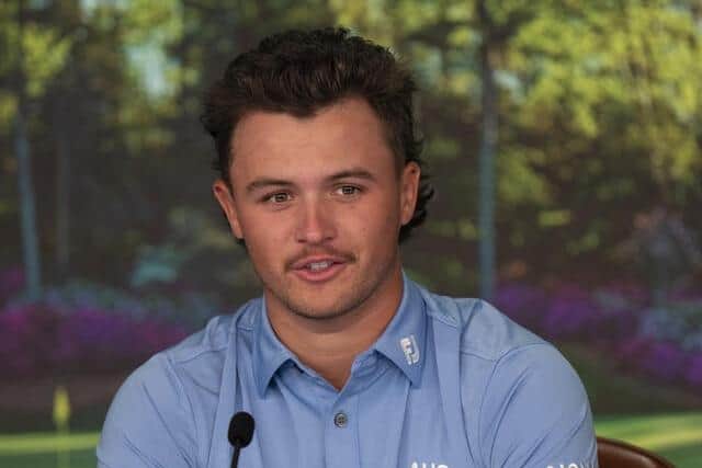 Harrison Crowe, the Asia Pacific Amateur Championship winner, speaks to the media at Augusta National ahead of his appearance in the 87th Masters. Picture: Augusta National.