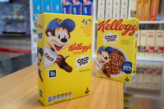 People with sight problems will be able to understand nutritional information on packs of Coco Pops sold in five Scottish supermarkets.