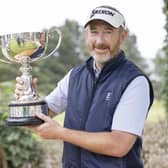Graham Fox shows off the trophy after winning the 2021 Loch Lomond Whiskies Scottish PGA Championship at Deer Park. Picture: PGA in Scotland