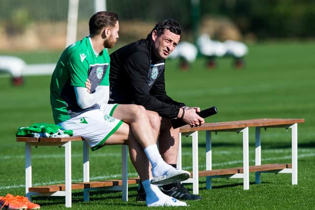 HIbs manager Jack Ross and Martin Boyle have developed a strong working relationship since the former took the helm. Photo by Ross Parker / SNS Group