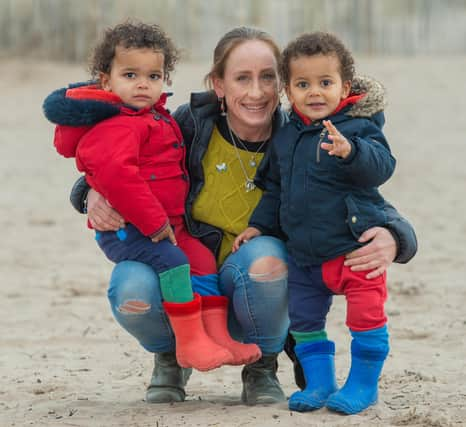 Seona Galbally with her twin sons Ziggy and Zen.