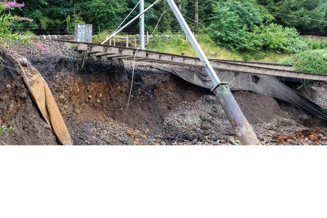 Flooding washed away a large section of track. Picture: Network Rail.