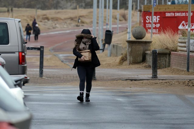 Storm Eunice makes it way over South Shields seafront.