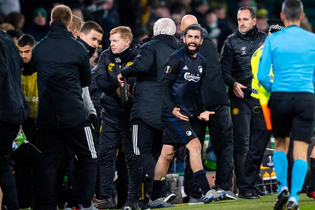 GLASGOW, SCOTLAND - FEBRUARY 27: Copenhagen's Michael Santos celebrates at Full Time during the Europa League Round of 32, 2nd Leg match between Celtic and FC Copenhagen at Celtic Park on February 27, 2020 in Glasgow, Scotland. (Photo by Craig Foy / SNS Group)