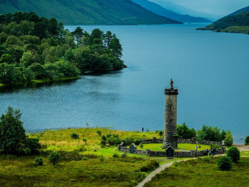 Let’s raise our bonnets to the lone Highlander who stands on top of the Glenfinnan Monument in the Scottish Highlands surrounded by Loch Shiel. The statue pays tribute to the Jacobites who supported Bonnie Prince Charlie in his bid to regain the British crown in 1745.