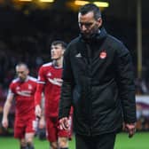 Aberdeen manager Stephen Glass at full time after the Scottish Cup defeat at Motherwell.  (Photo by Craig Foy / SNS Group)