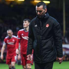 Aberdeen manager Stephen Glass at full time after the Scottish Cup defeat at Motherwell.  (Photo by Craig Foy / SNS Group)