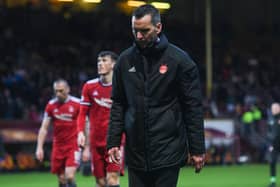Aberdeen manager Stephen Glass at full time after the Scottish Cup defeat at Motherwell.  (Photo by Craig Foy / SNS Group)