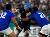 Blade Thomson in action for Scotland against Samoa at the 2019 Rugby World Cup.  (Photo by FILIPPO MONTEFORTE/AFP via Getty Images)