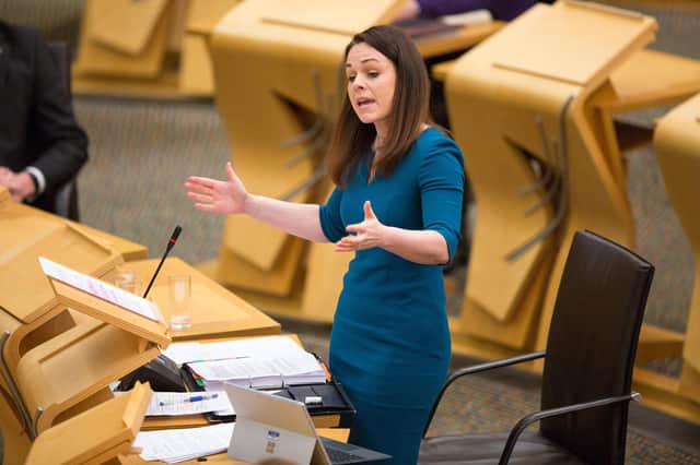 Cabinet Secretary for Finance Kate Forbes should be at the heart of SNP policy on state pensions in an independent Scotland.  (Photo by Robert Perry/Getty Images)