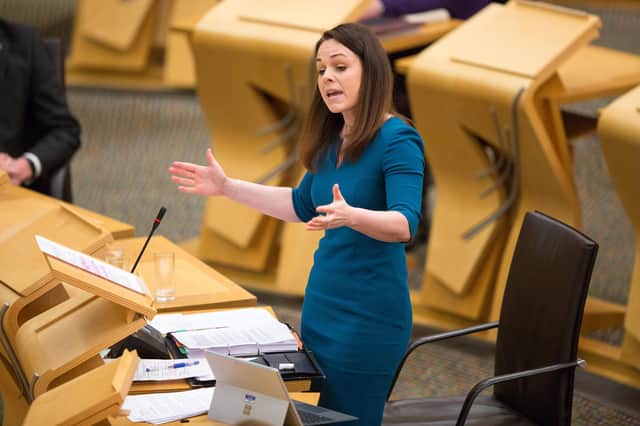 Cabinet Secretary for Finance Kate Forbes should be at the heart of SNP policy on state pensions in an independent Scotland. (Photo by Robert Perry/Getty Images)