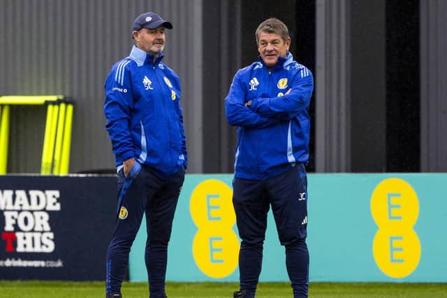 Steve Clarke (left) and John Carver have reconvened in Glasgow ahead the forthcoming Nations League double-header against Poland and Portugal  (Photo by Craig Williamson / SNS Group)