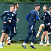 Nathan Patterson (left) in training with Scotland at Oriam in Edinburgh on Sunday ahead of the World Cup play-off semi-final against Ukraine at Hampden on Wednesday. (Photo by Paul Devlin / SNS Group)