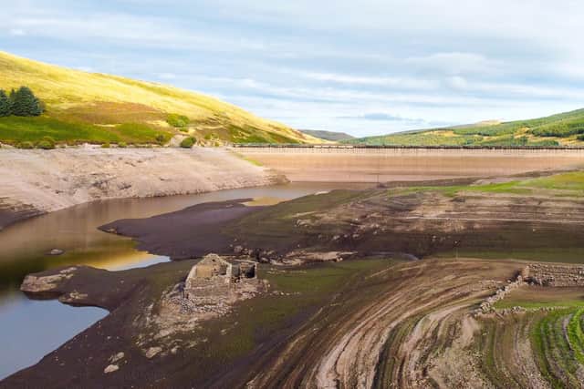 The remains of old the old shepherd's cottage which was submerged in water when Upper Glendevon was flooded with water to make a reservoir. PIC: Calum Gillies.