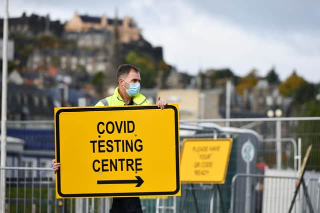 A new walk-through coronavirus testing centre at The Engine Shed in Stirling picture: Michael Gillen