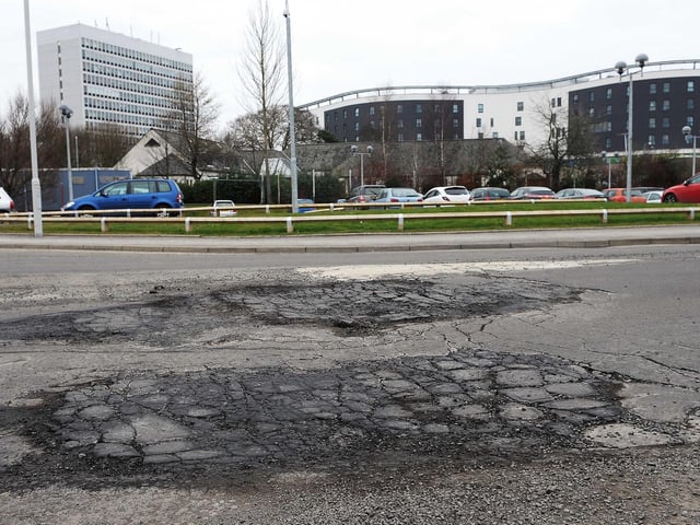 A pothole in Lauder Road, Kirkcaldy - close to the town's Victoria Hospital - was just one to be addressed as the region's bill soared from £77,000 to £100,000