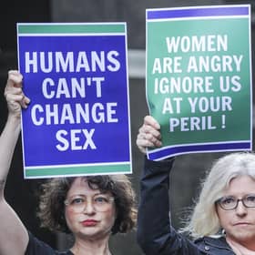 Ladies from the Scottish Feminist network outside the Court of Session ahead of the original legal challenge over the UK Government's gender reform block. Picture: Lisa Ferguson