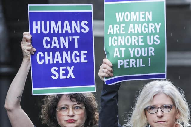 Ladies from the Scottish Feminist network outside the Court of Session ahead of the original legal challenge over the UK Government's gender reform block. Picture: Lisa Ferguson