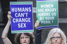 Ladies from the Scottish Feminist network outside the Court of Session ahead of the original legal challenge over the UK Government's gender reform block. Picture: Lisa Ferguson