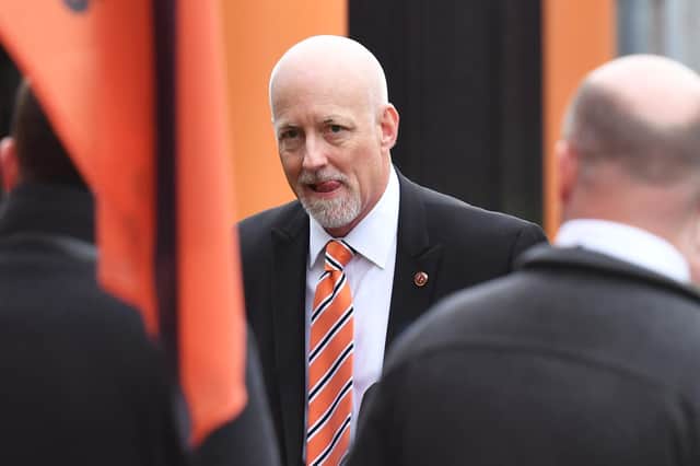 Dundee United owner Mark Ogren at Tannadice on Saturday. He looks set to experience a stormy week of meetings  (Photo by Mark Scates / SNS Group)