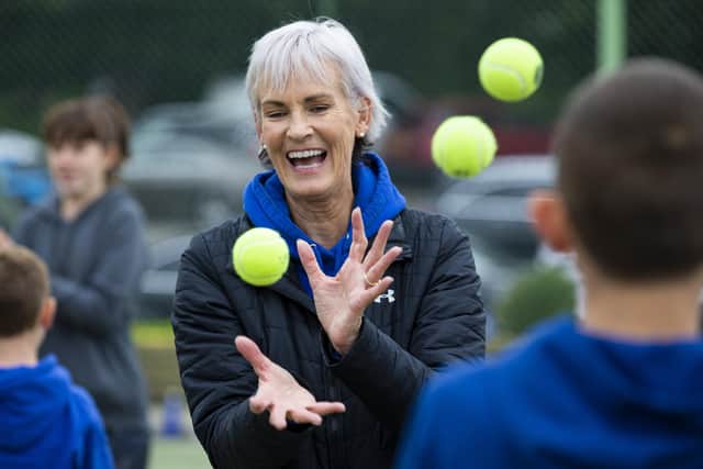 Judy Murray practice with children at Dunblane Sports Club. Picture: Duncan McGlynn/Getty Images for LTA