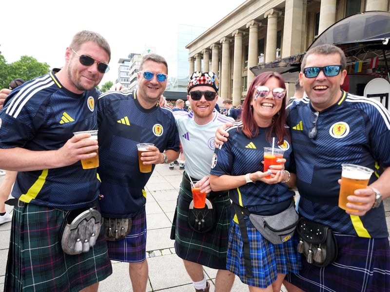 Scotland fans in Stuttgart ahead of their Euro 2024 group A game against Hungary