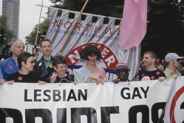 Section 28 was repealed in 2000 in Scotland and 2003 in England and Wales after widespread protests (Picture: Steve Eason/Hulton Archive/Getty Images)