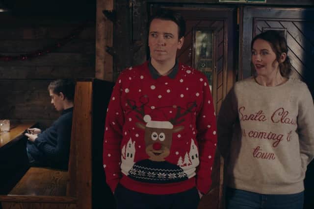 There's room at the inn for a little Christmas cheer in Lost at Christmas, from left to right, Karen Bartke, Alexander Teunion, Kenny Boyle and Natalie Clark.