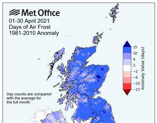 Aberdeenshire had the highest than average days of air frost in April. Picture: Met Office