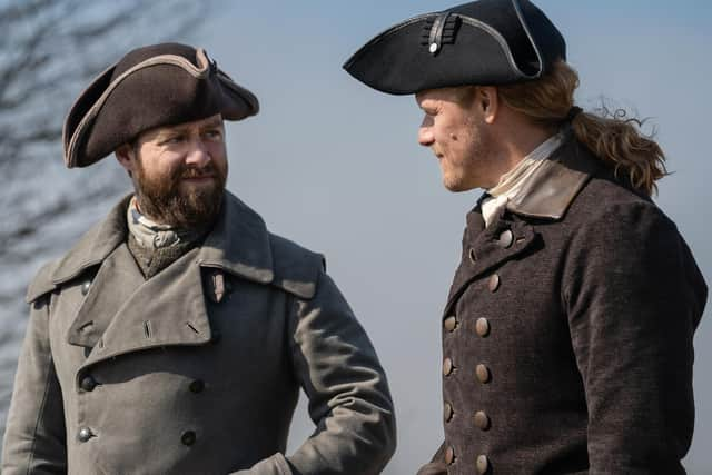 Richard Rankin and Sam Heughan in season seven of Outlander, 2023. Pic: Starz! Movie Channel/Everett/Shutterstock