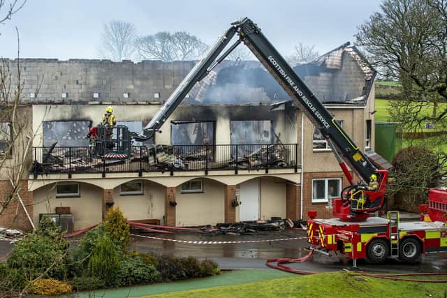 Fire which broke out at Uphall Golf CLub, West Lothian in the early hours of Saturday morning (Photo: Lisa Ferguson).