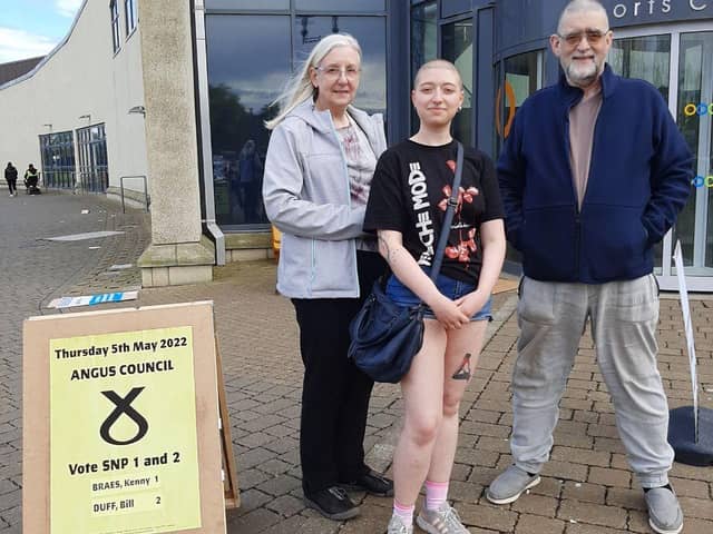 With hosts Harry and Catriona Smart, after voting in the Scottish council elections for the first time.