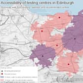Map showing current and planned Covid testing centres