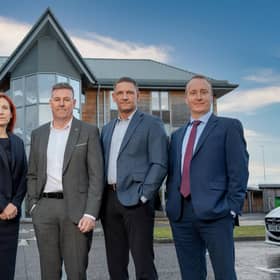 From left: Bancon Group’s operating board - David Crawford, Deeside Timberframe MD; Senga Buntrock, people, culture and organisational development director; Kevin McColgan, Bancon Group CEO; Jamie Tosh, business operations director; and Andrew Tweedie, group finance director. Picture: contributed.