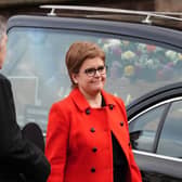 Former first minister Nicola Sturgeon leaving following the funeral of Scottish comedian Janey Godley at St Mary's Cathedral in Glasgow. (Pic:  Andrew Milligan/PA Wire)