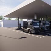 A rendering of how SSE's electric charging hub for heavy goods vehicles should look when completed.