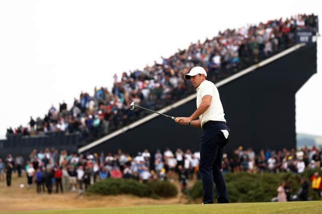 Rory McIlroy putts on the 11th green during day four of the 150th Open at St Andrews. Picture: Harry How/Getty Images.