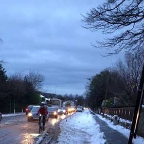 Cyclists were forced onto the main carriageway