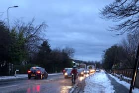 Cyclists were forced onto the main carriageway