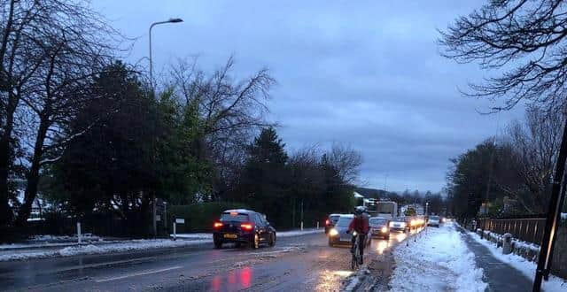 Cyclists were forced onto the main carriageway