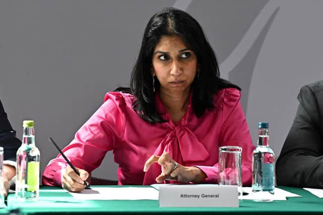 Attorney General Suella Braverman during a regional cabinet meeting at Middleport Pottery in Stoke on Trent on May 12th. Photo: Oli Scarff/PA.