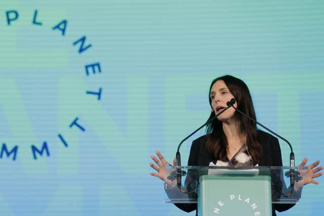 New Zealand's Prime Minster Jacinda Ardern speaks during the One Planet Summit in New York. Picture: AP Photo/Seth Wenig, File