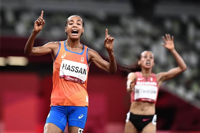 Netherlands' Sifan Hassan wins the women's 10,000m final at the Tokyo 2020 Olympic Games.